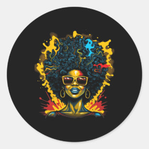 Afro Hair Drug Queen Black History Magic Girl Woma Classic Round Sticker