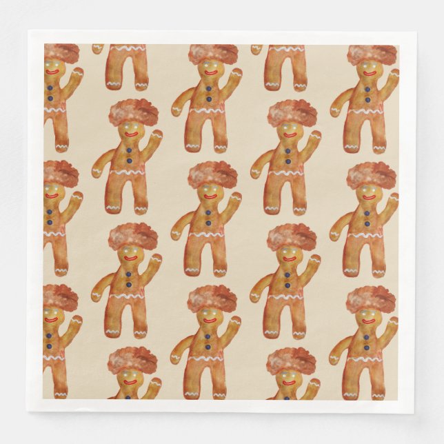 Afro Hair Gingerbread Man Mug   Napkins (Front)