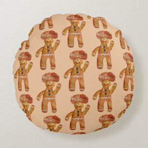 Afro Hair Gingerbread Man throw cushion