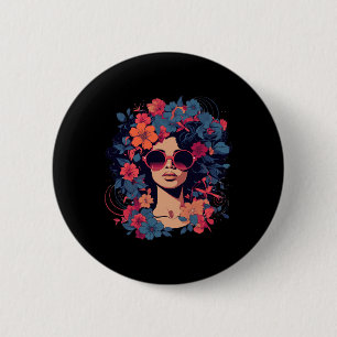 Afro Hair Natural Black History Pride Black Melani 2 Inch Round Button