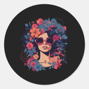 Afro Hair Natural Black History Pride Black Melani Classic Round Sticker