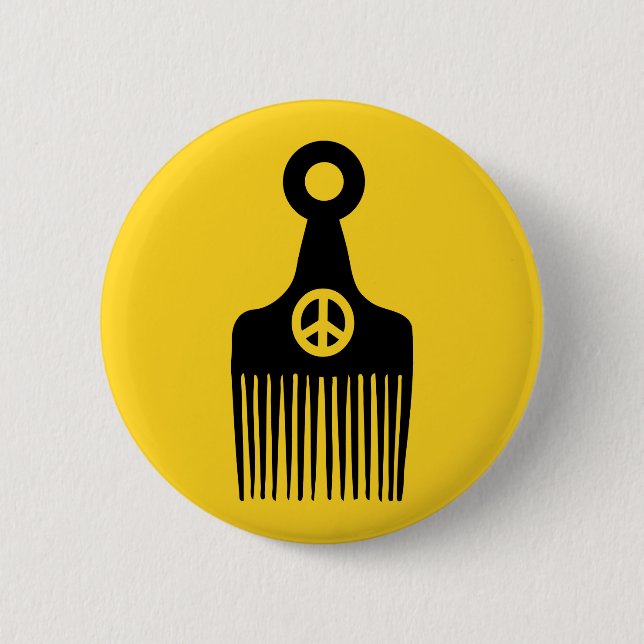 Afro Hair Peace 2 Inch Round Button (Front)