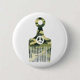 Afro Hair Peace Camo 2 Inch Round Button