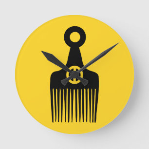 Afro Hair Peace Round Clock