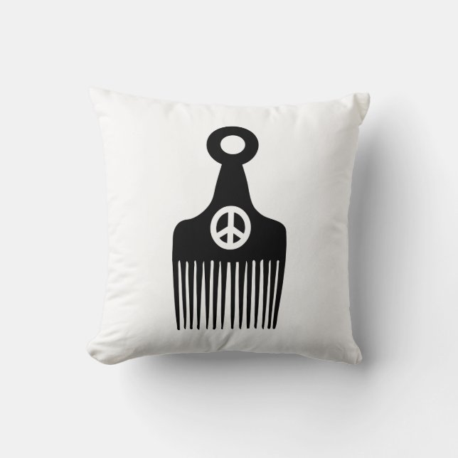 Afro Hair Peace Throw Pillow (Front)