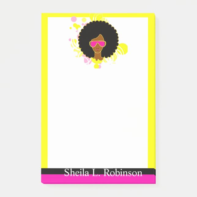Afro Hair Pink Sunglasses Post-it® Notes (Front)
