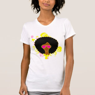 Afro Hair Pink Sunglasses T-Shirt