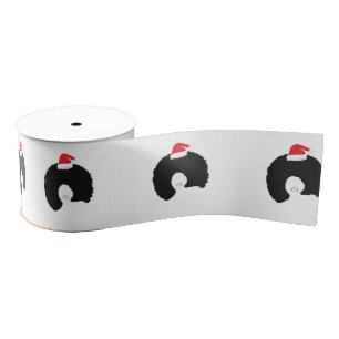 Afro Hair Santa hat Grosgrain Ribbon