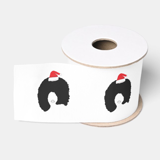 Afro Hair Santa hat Grosgrain Ribbon (Spool)