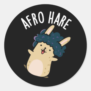 Afro Hare Funny Rabbit With Afro Pun Dark BG Classic Round Sticker