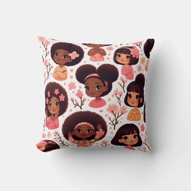 Afro Kimono Throw Pillow (Front)