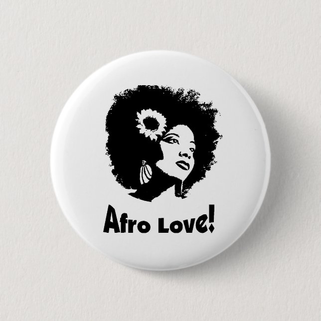 Afro Love 2 Inch Round Button (Front)