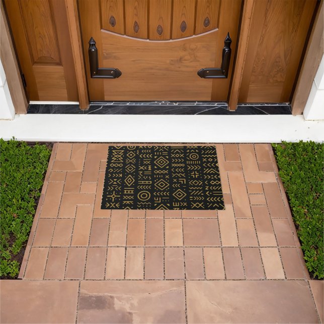 Afro Luxe Black & Gold Tribal Doormat (Outdoor)