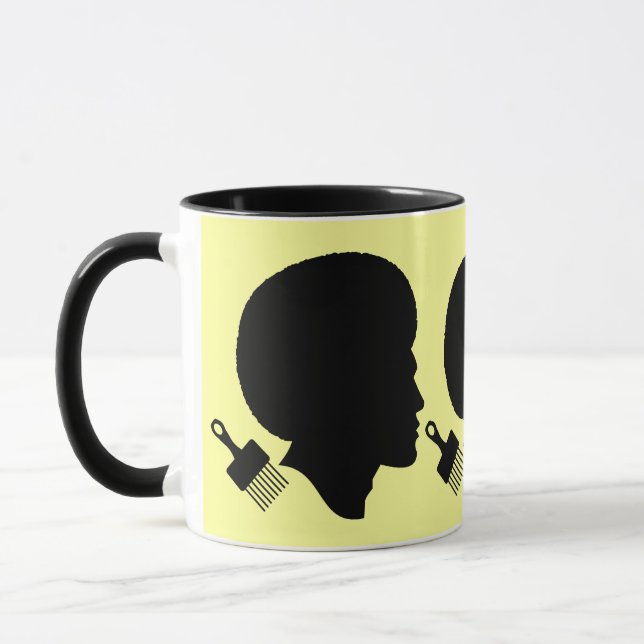 AFRO MAN SILHOUETTE AND HIS AFRO PICK MUG (Left)