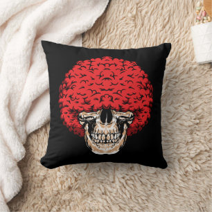 Afro-Man's Skull: Abundant Curly Red Hair Throw Pillow