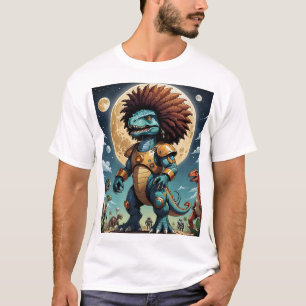 Afro Mecha Dinosaur Futuristic Fantasy Sci-Fi Tee