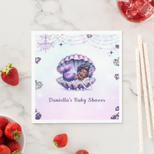 Afro Mermaid Baby Shower Napkins