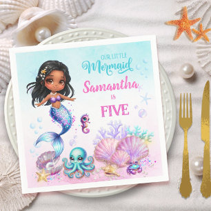 Afro mermaid Birthday Party - Under the Sea Splish Napkin