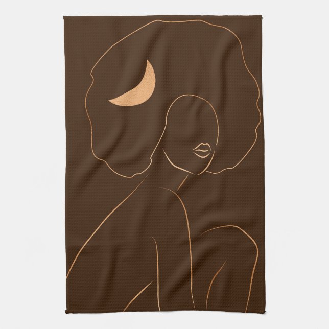 Afro Moon Girl Kitchen Towel (Vertical)