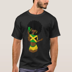 Afro Patriotic Jamaica Flag Jamaica Girls Rock Jam T-Shirt