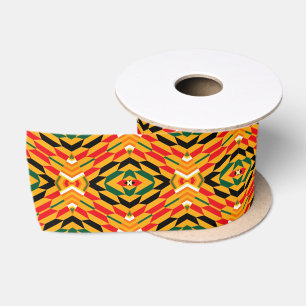 Afro Pop Colourful Kente Design Satin Ribbon