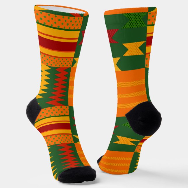 Afro Pop Colourful Kente Socks (Angled)