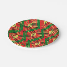 Afro Pop Geometric Pattern Paper Plate