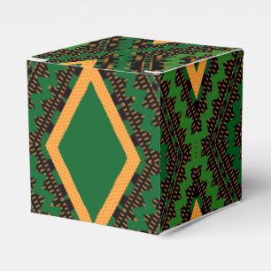 Afro Pop Green Black and Yellow Modern Mudcloth Favor Box