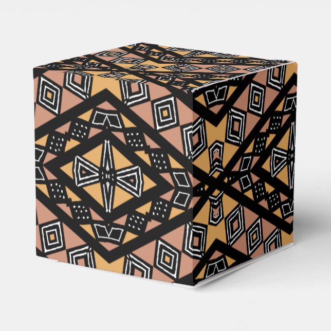 Afro Pop Modern Bogolan Mud Cloth Design Favor Box (Back Side)
