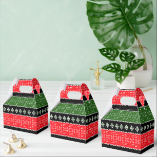 Afro Pop Red Black Anf Green Mudcloth Print Favor Box