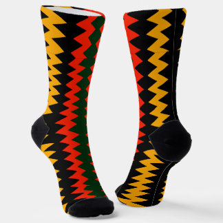 Afro Pop Red Black Gold And Green Tribal Socks
