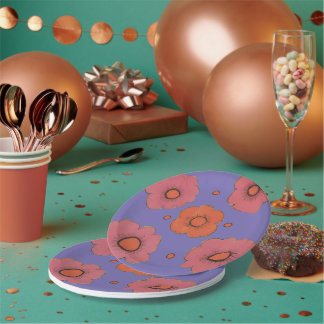 Afro Poppies Paper Plate