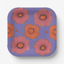 Afro Poppies Paper Plate