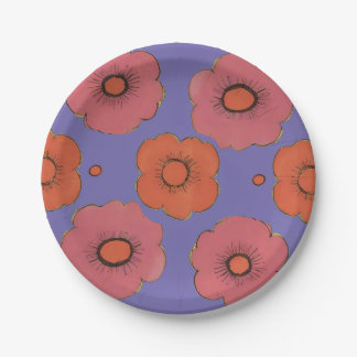 Afro Poppies Paper Plate