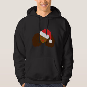 Afro Puff Girl Santa Hat Christmas Hoodie