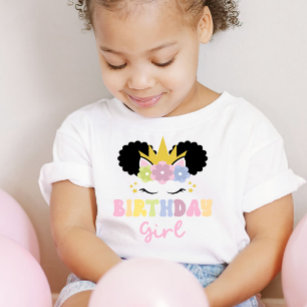 Afro Puff Unicorn Birthday Girl Party Outfit  Toddler T-shirt