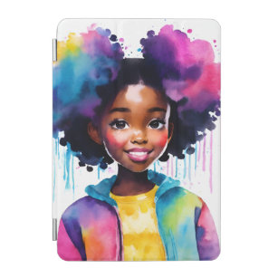 Afro Puffs Black Girl Rainbow Hair iPad Mini Cover