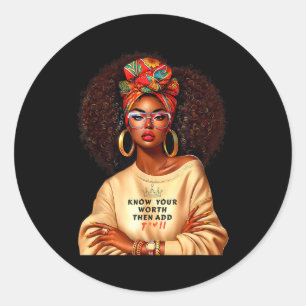 Afro Queen Black Woman African Melanin Black Histo Classic Round Sticker