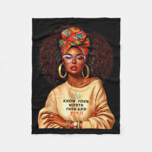 Afro Queen Black Woman African Melanin Black Histo Fleece Blanket