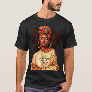 Afro Queen Black Woman African Melanin Black Histo T-Shirt