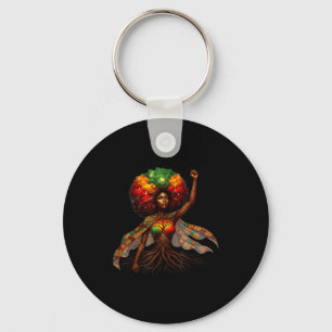 Afro Queen Black Woman African Roots Melanin Black Keychain
