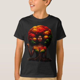 Afro Queen Black Woman African Roots Melanin Black T-Shirt