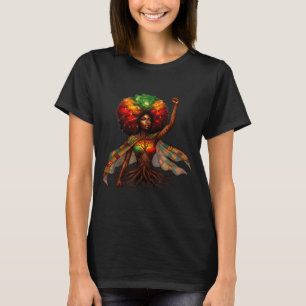 Afro Queen Black Woman African Roots Melanin Black T-Shirt
