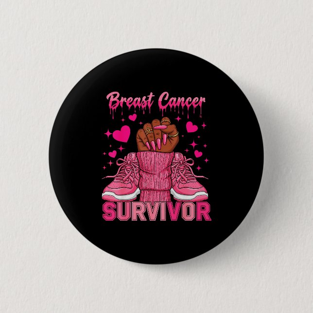 Afro Queen Black Women Breast Cancer Survivor Nk R 2 Inch Round Button (Front)