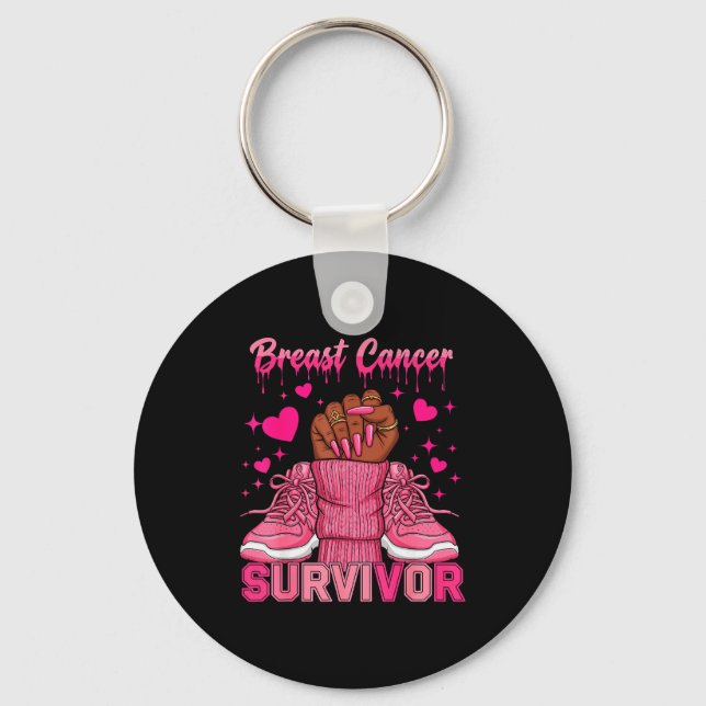 Afro Queen Black Women Breast Cancer Survivor Nk R Keychain (Front)