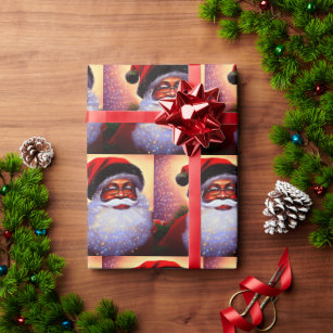 Afro Santa,Black Santa, Christmas,African American Wrapping Paper