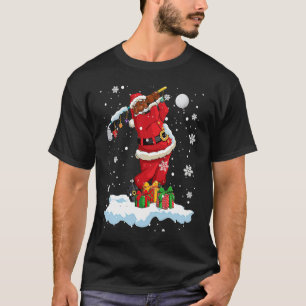Afro Santa Playing Golf Xmas Black Afro Golf Playe T-Shirt