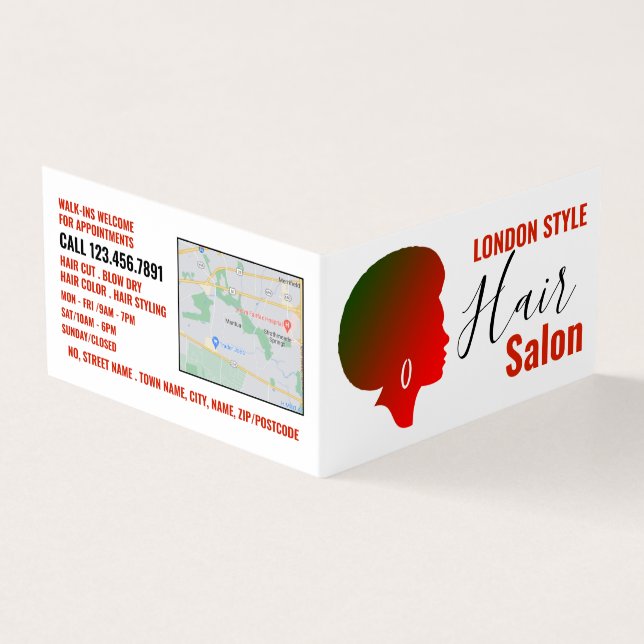 Afro Style, Hair Stylist, Hair Salon Loyalty Card, Business Card (Outside)