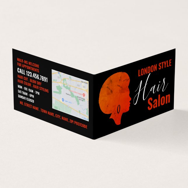 Afro Style, Hair Stylist, Hair Salon Loyalty Card, Business Card (Outside)