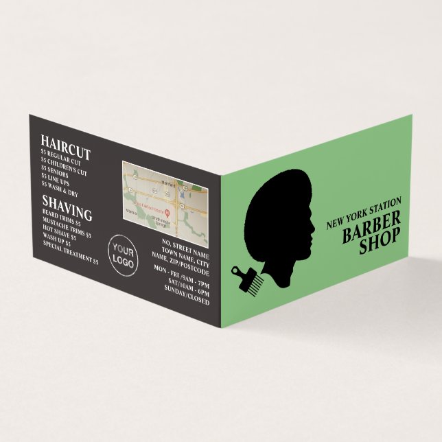 Afro Style, Men's Barbers Detailed Loyalty Card, Business Card (Outside)